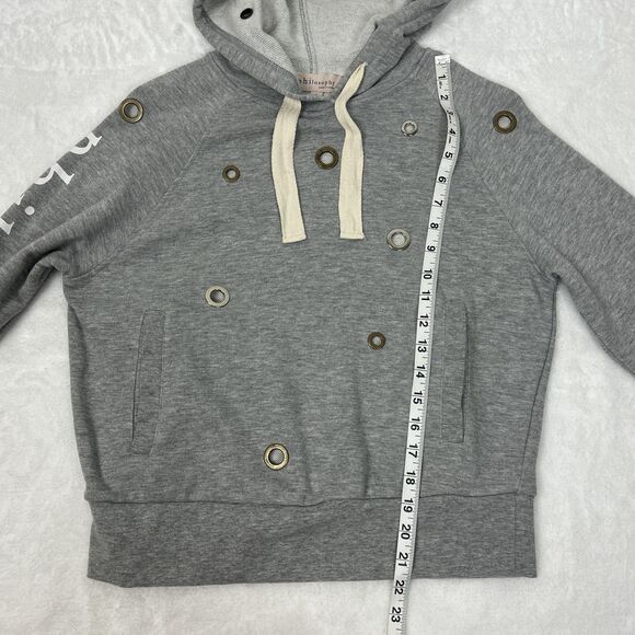 Philosophy Republic Clothing Hoodie Womens Small Gray Grommet Eyelet Pullover - Picture 9 of 12